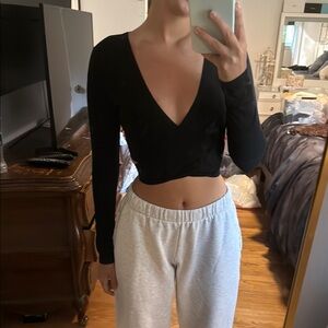 Elegant Black V-Neck Women's Top